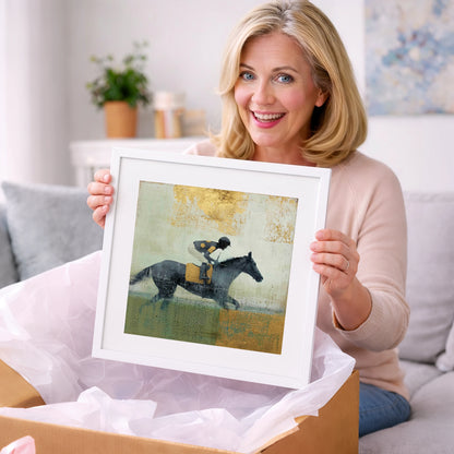 The Golden Furlong - racing horse art gift idea for horse lovers