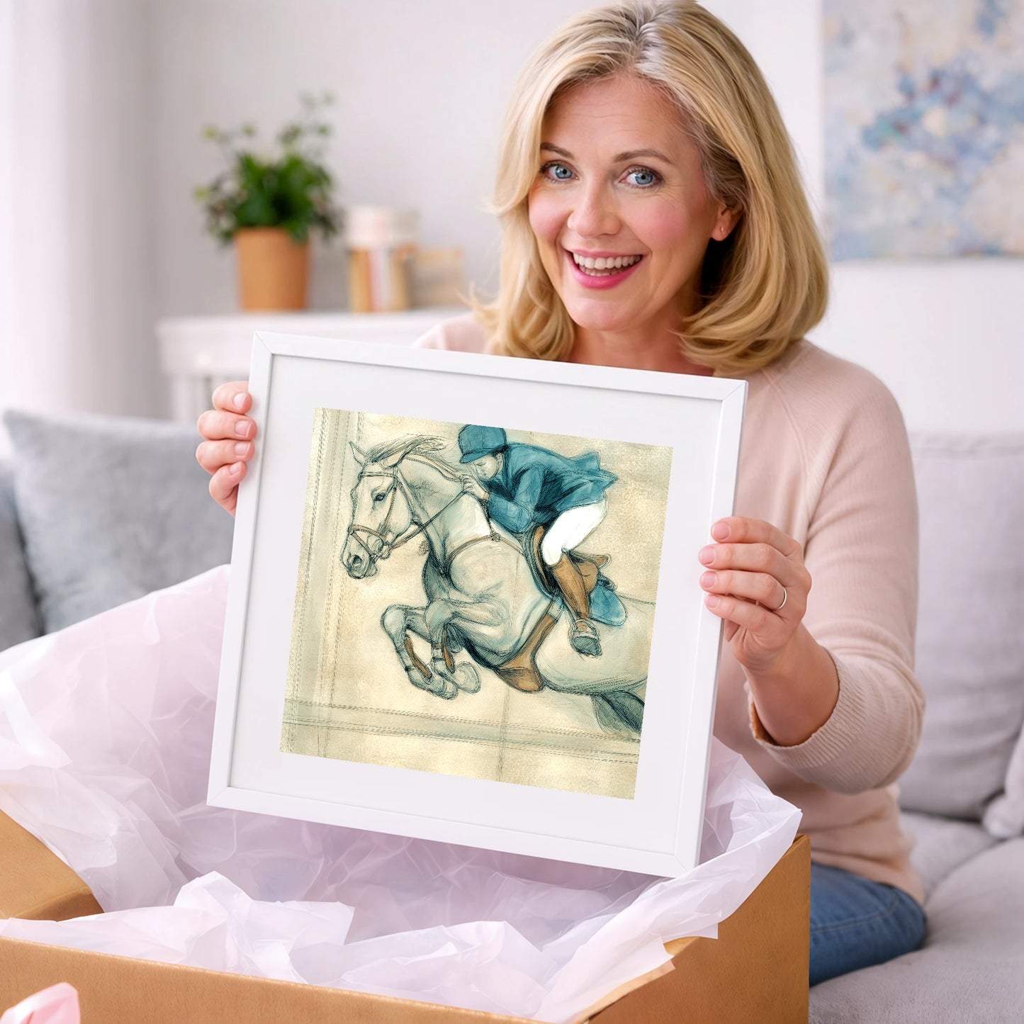 Suspended Flight - show jumping horse art gift idea for horse lovers