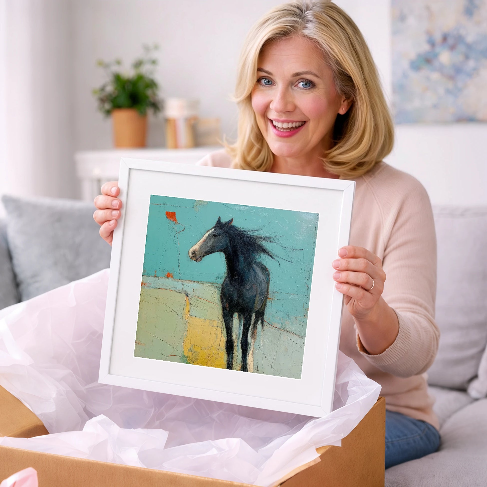 Abstract Windswept Equine - horse portrait art gift idea for horse lovers