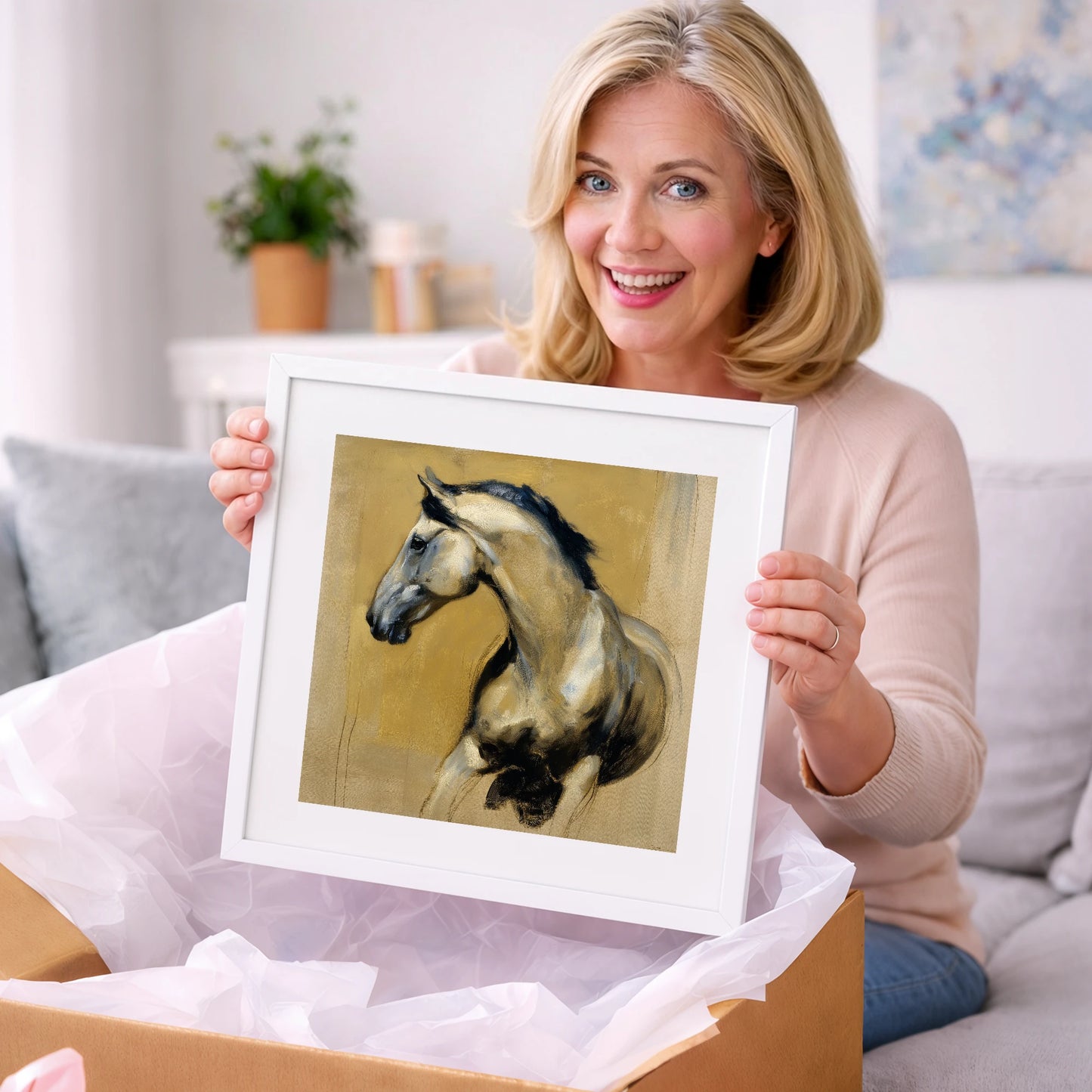 Spirited Ochre Profile - horse portrait art gift idea for horse lovers