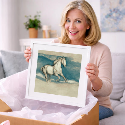 Ethereal Grey Canter - horse portrait art gift idea for horse lovers