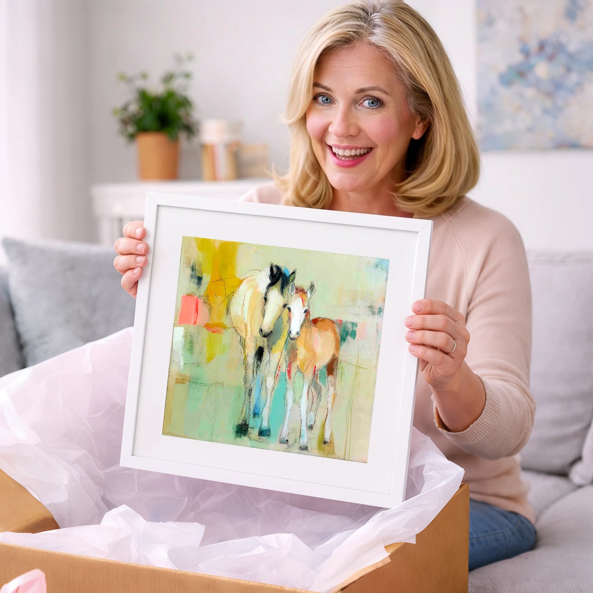 Gentle Nurture - mare & foal art gift idea for horse lovers