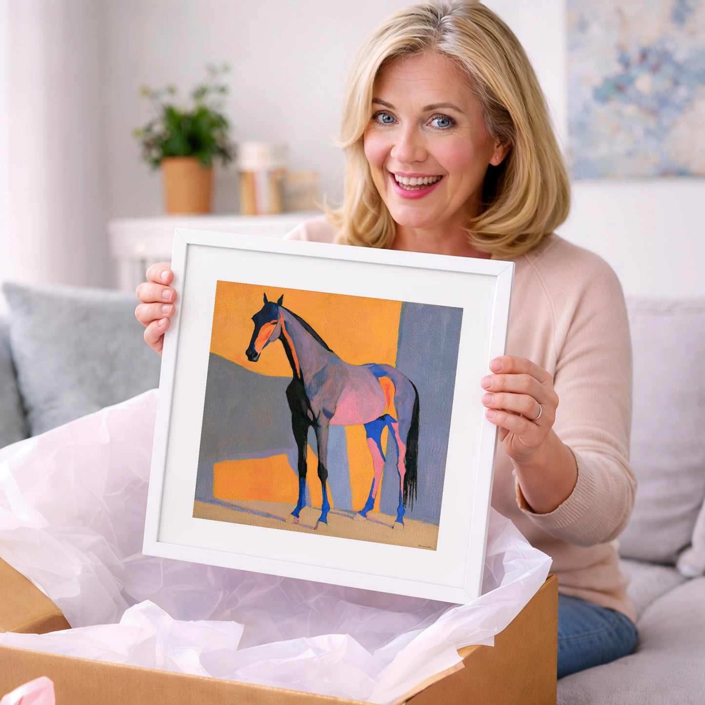 Vibrant Colour Block Horse - horse breed art gift idea for horse lovers