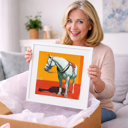 Vibrant Harnessed Grey - working horse art gift idea for horse lovers
