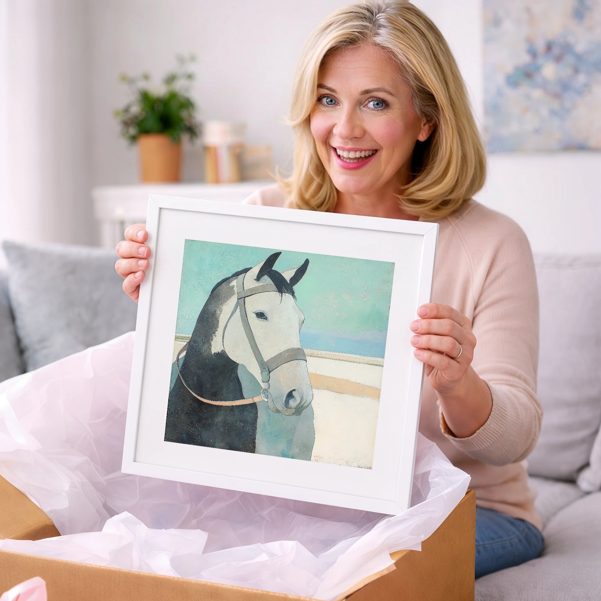 Modern Working Grey - working horse art gift idea for horse lovers