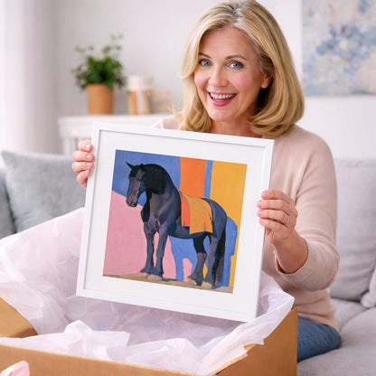 Heavy Horse Colour Block Portrait - horse breed art gift idea for horse lovers