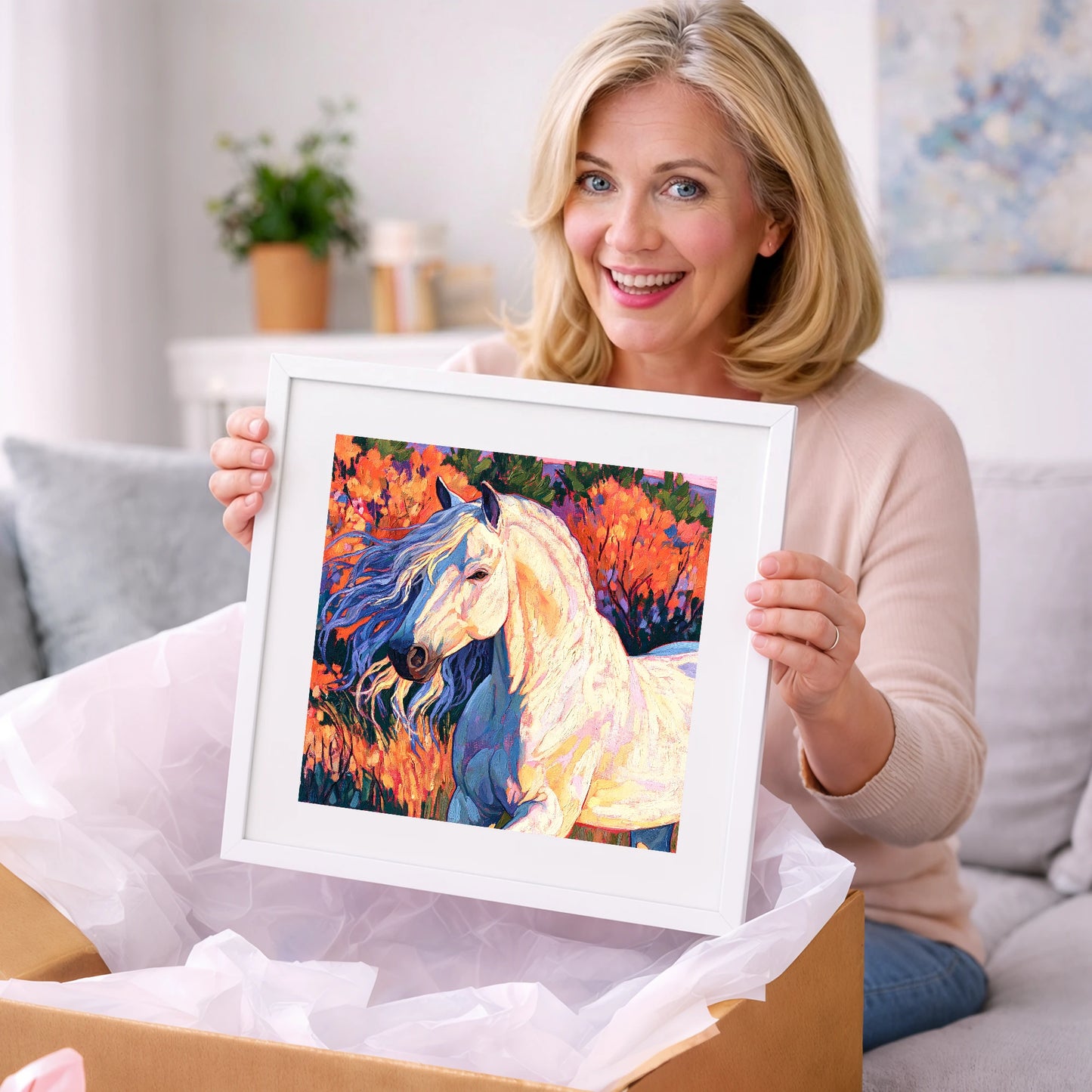 Vibrant White Andalusian Horse - horse breed art gift idea for horse lovers