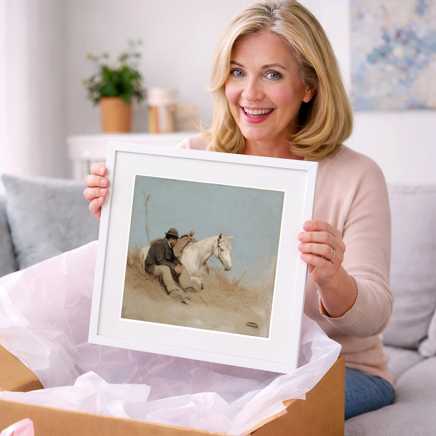 The Journey's Pause - horse & rider art gift idea for horse lovers