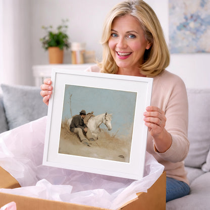 The Journey's Pause - horse & rider art gift idea for horse lovers
