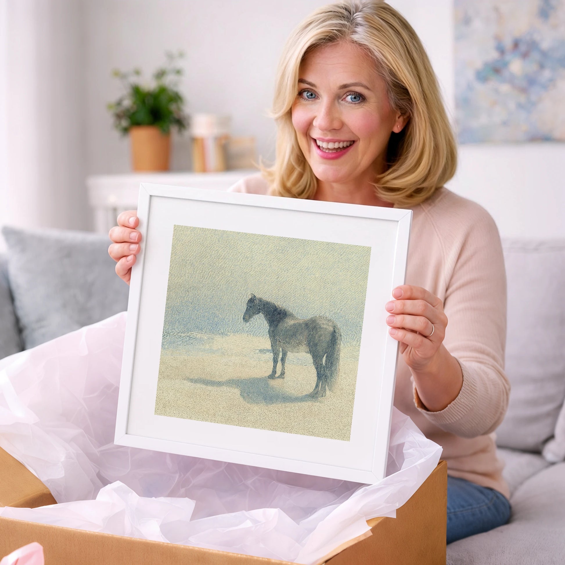 Stillness in Slate - horse landscape art gift idea for horse lovers