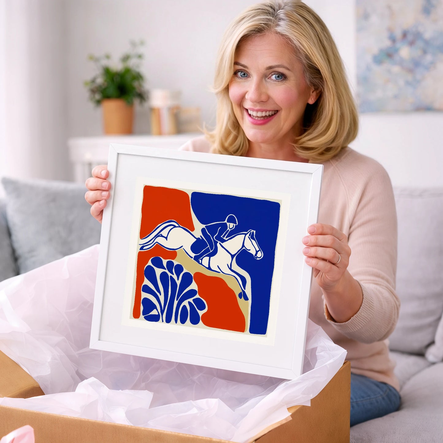 Cobalt Leap - show jumping horse art gift idea for horse lovers
