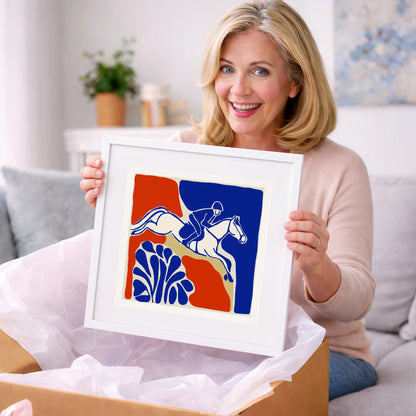 Cobalt Leap - show jumping horse art gift idea for horse lovers