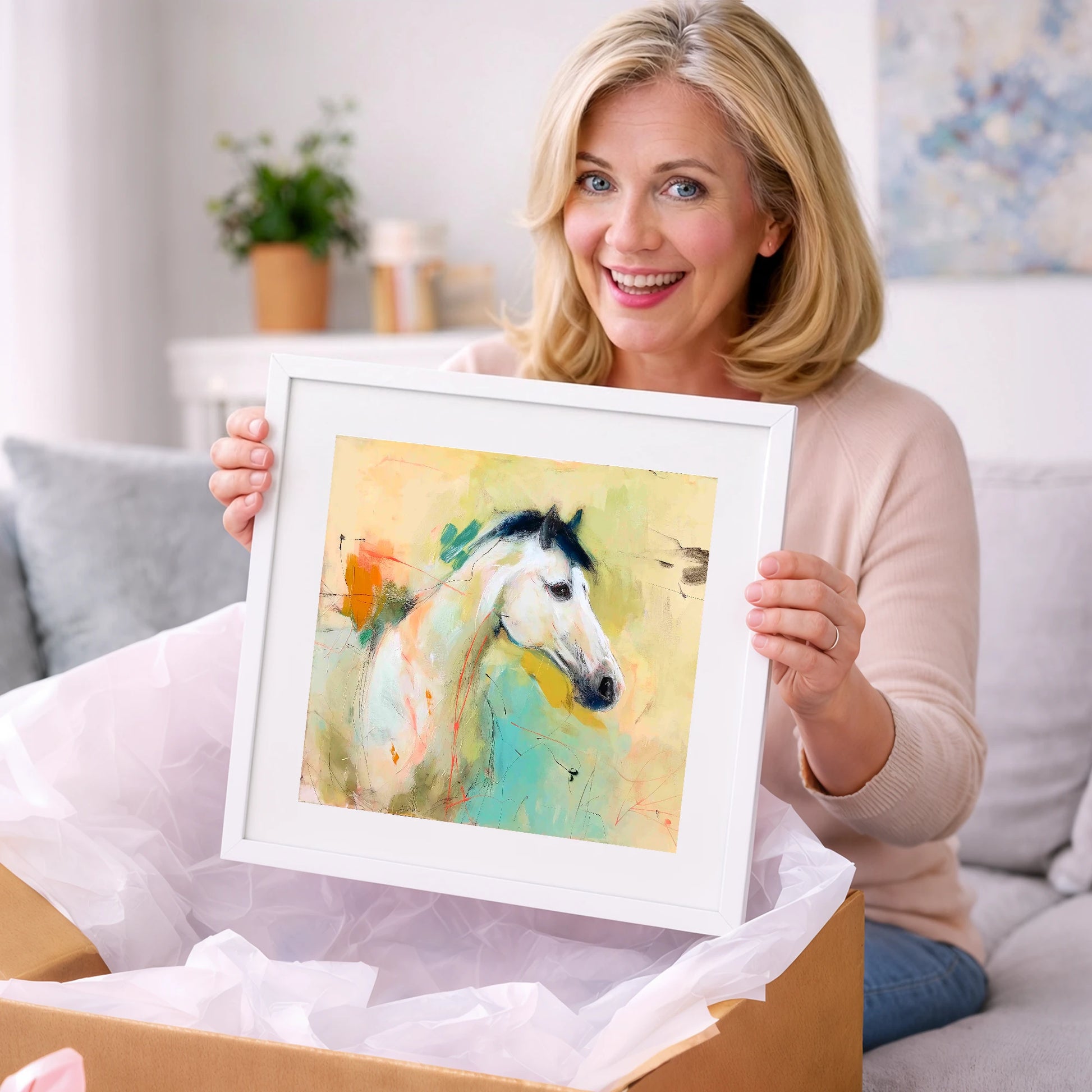 Gestural Grey Portrait - horse portrait art gift idea for horse lovers