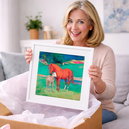 Vibrant Maternal Bond - mare & foal art gift idea for horse lovers