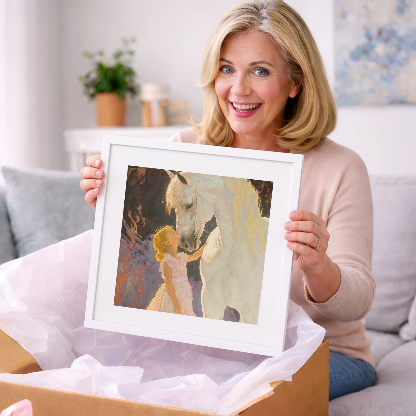 A Gentle Connection - horse & rider art gift idea for horse lovers
