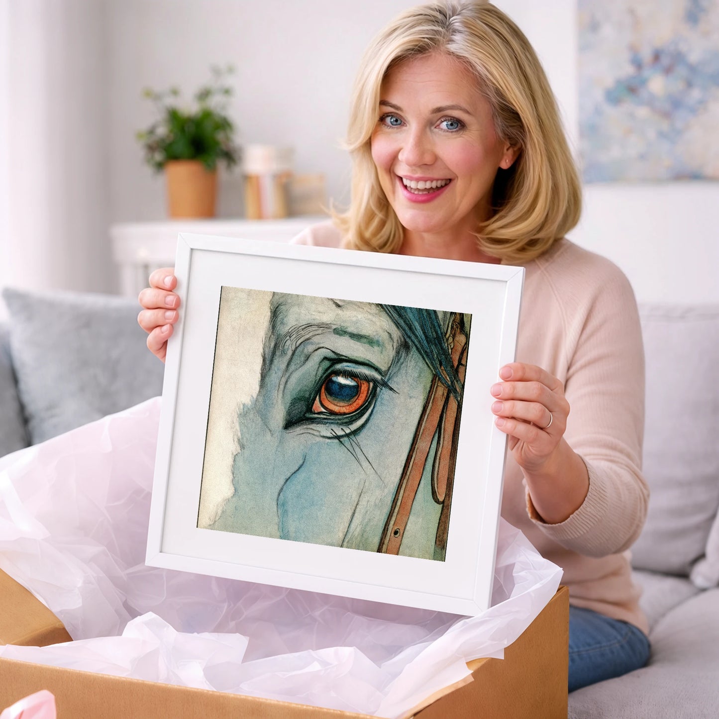 The Amber Gaze - horse portrait art gift idea for horse lovers