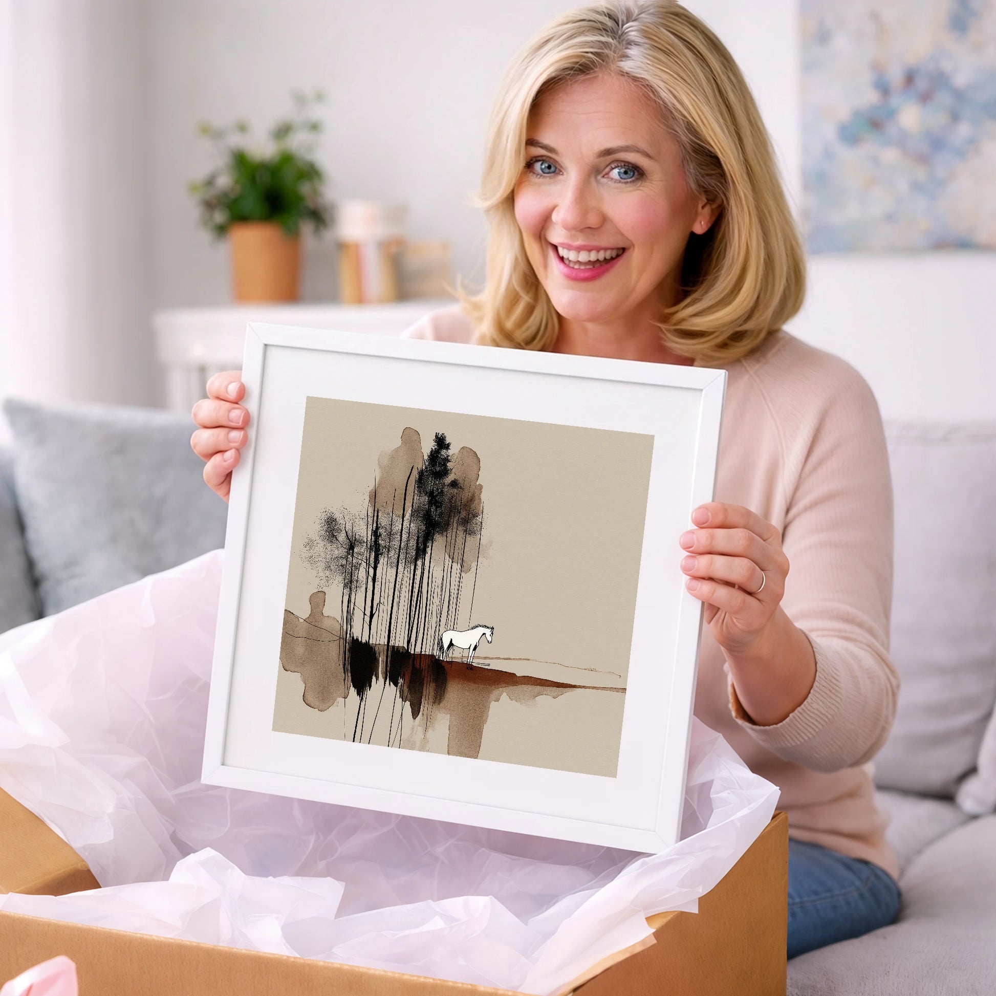 Sepia Solitude - horse landscape art gift idea for horse lovers