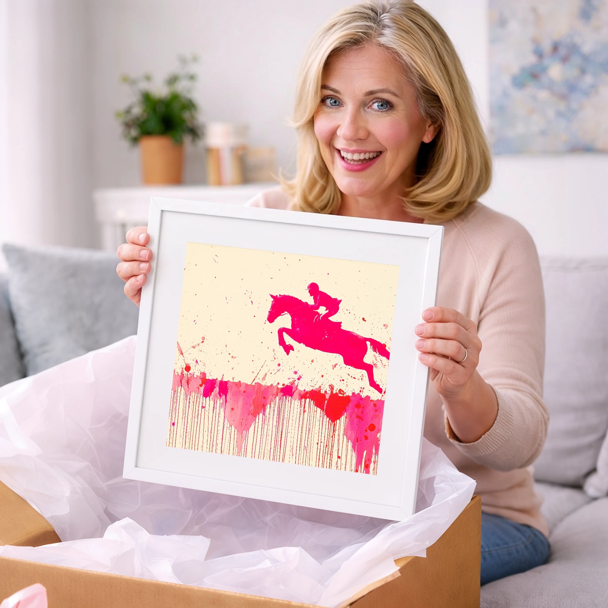 Magenta Flight - show jumping horse art gift idea for horse lovers