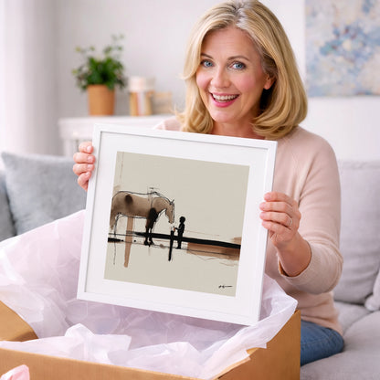 A Gentle Encounter - horse & rider art gift idea for horse lovers