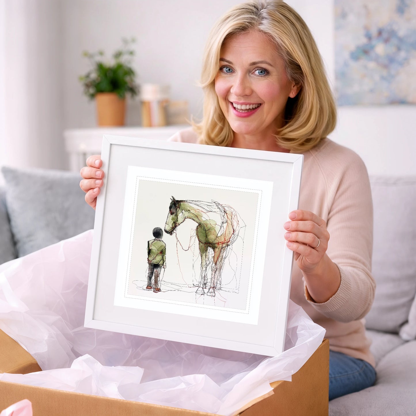 Threads of Connection - horse & rider art gift idea for horse lovers