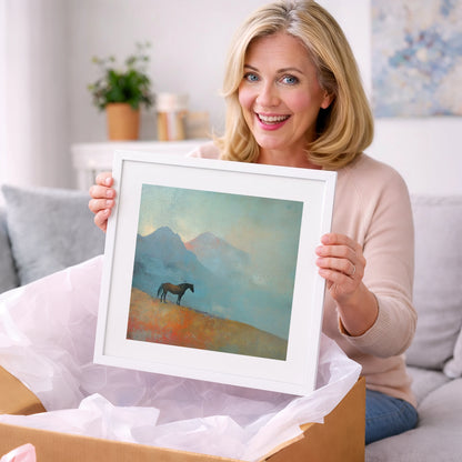 Highland Solitude - horse landscape art gift idea for horse lovers