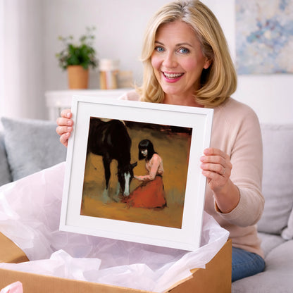 Quiet Communion - horse & rider art gift idea for horse lovers