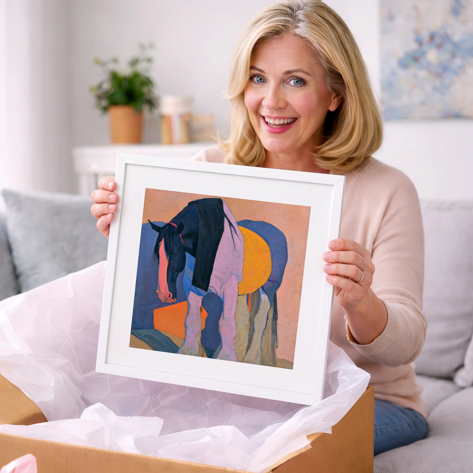 Colourful Abstract Shire Horse - horse breed art gift idea for horse lovers