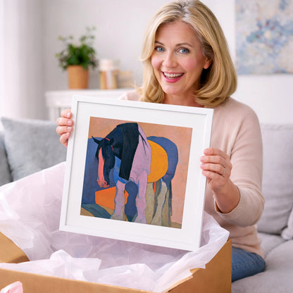Colourful Abstract Shire Horse - horse breed art gift idea for horse lovers