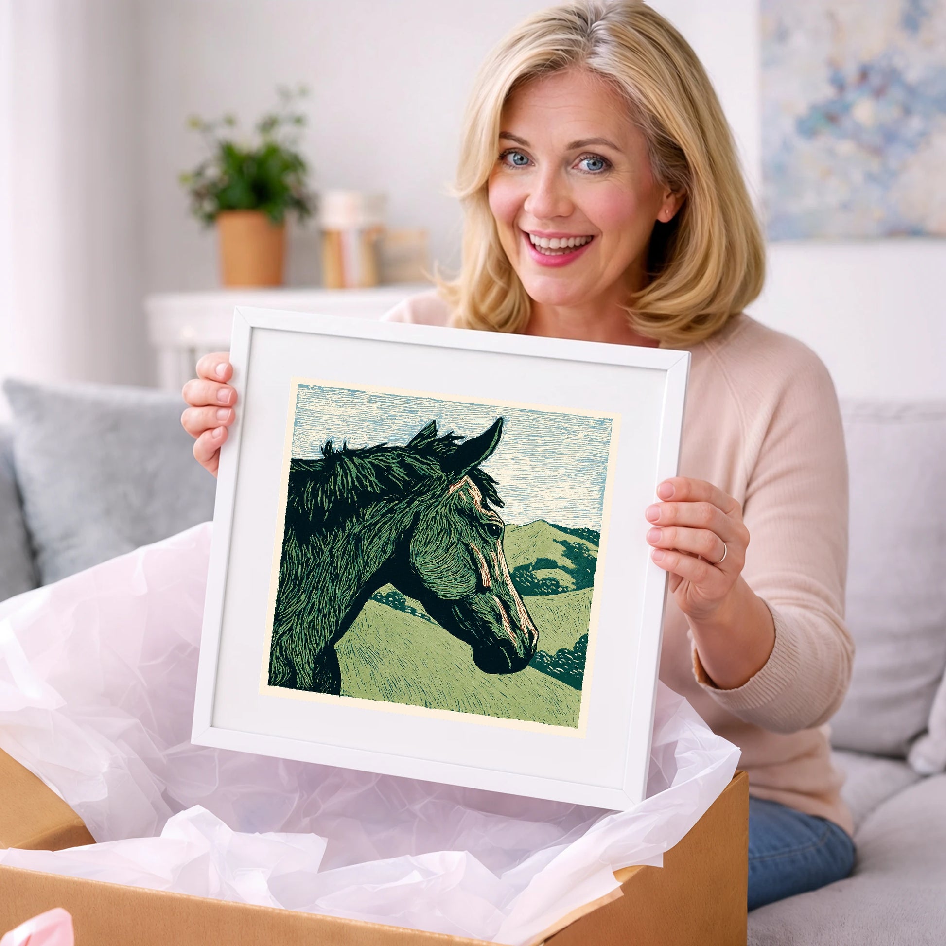 Verdant Valley Gaze - horse portrait art gift idea for horse lovers