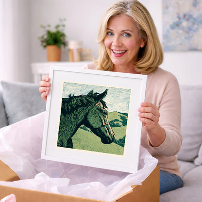 Verdant Valley Gaze - horse portrait art gift idea for horse lovers