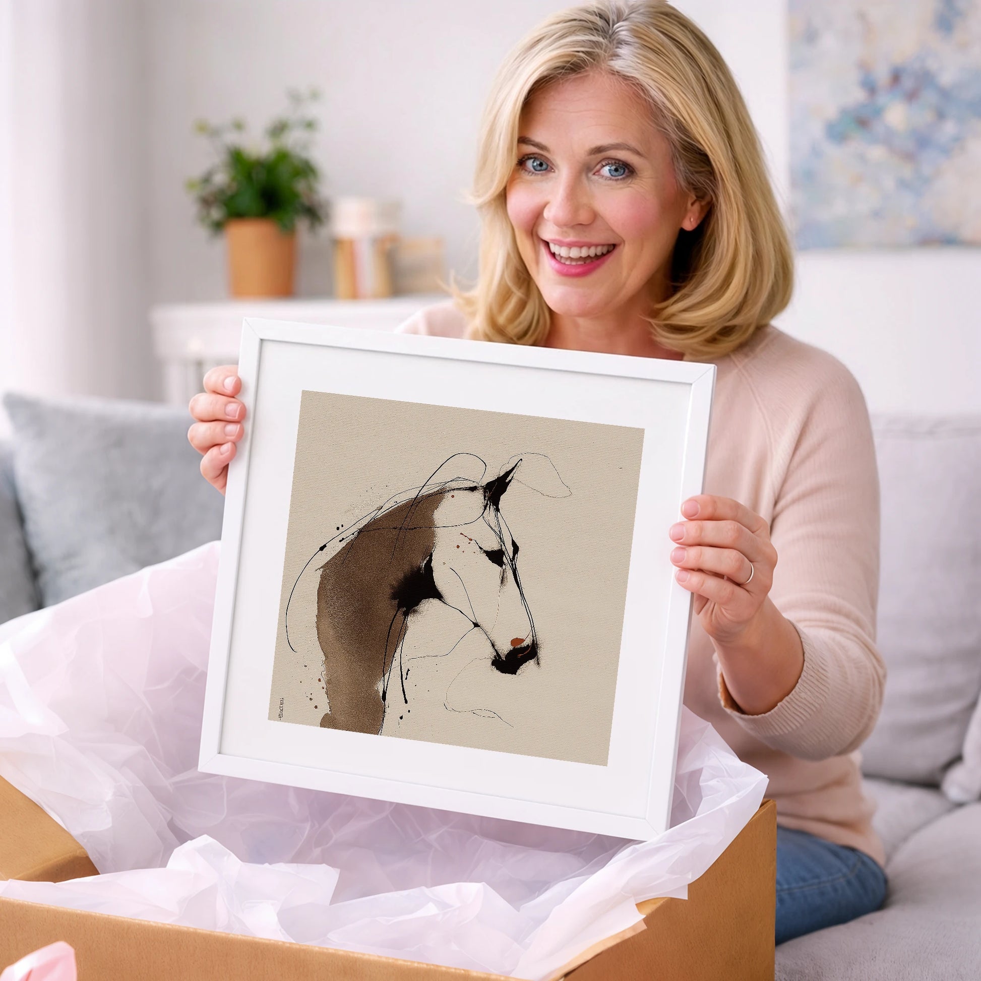 Fluid Sepia Profile - horse portrait art gift idea for horse lovers
