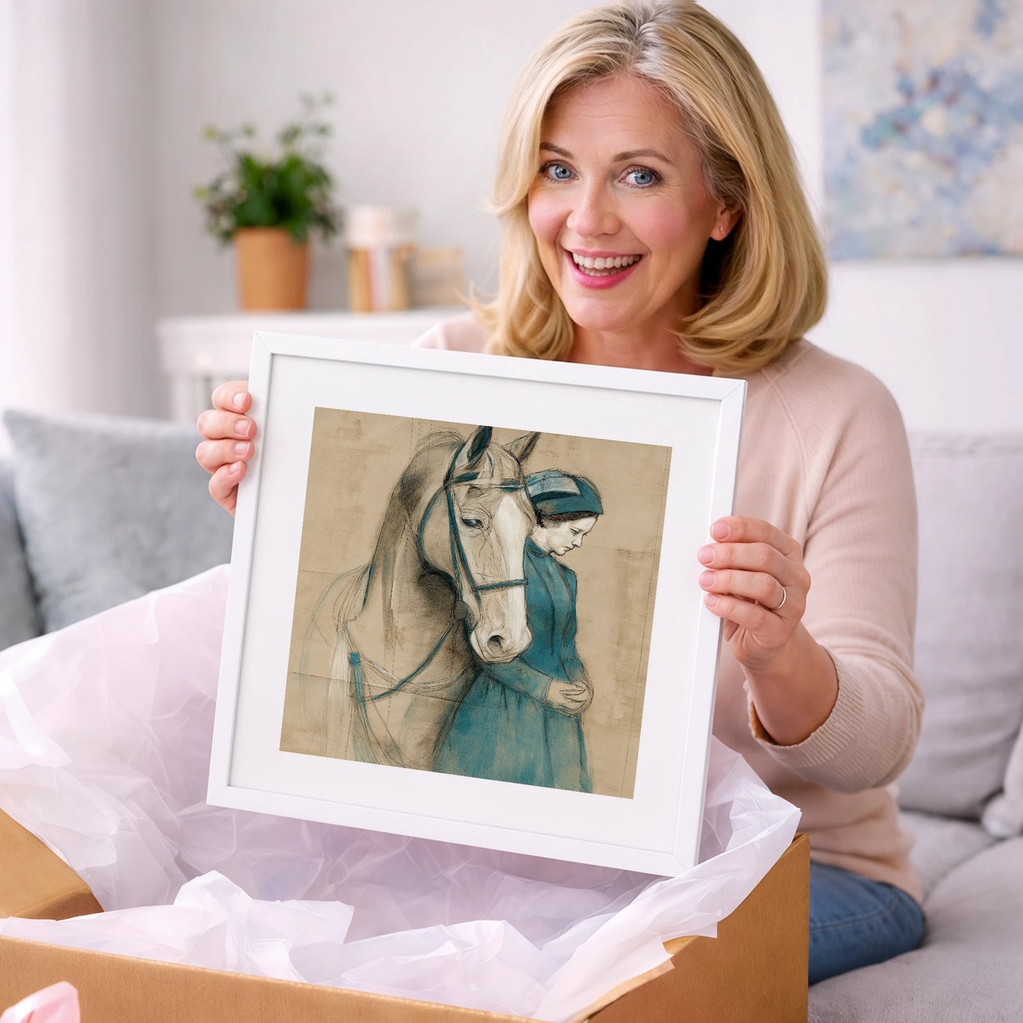 Silent Bond - horse & rider art gift idea for horse lovers