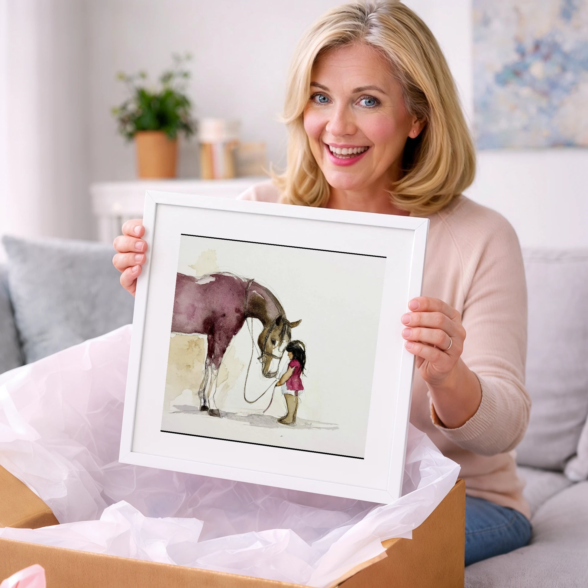 A Quiet Understanding - horse & rider art gift idea for horse lovers
