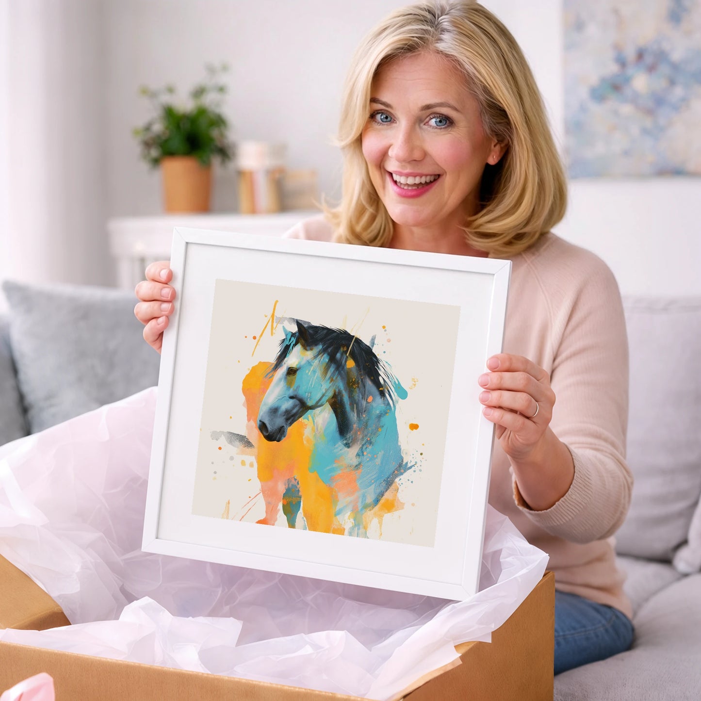 Azure Spirit - horse portrait art gift idea for horse lovers