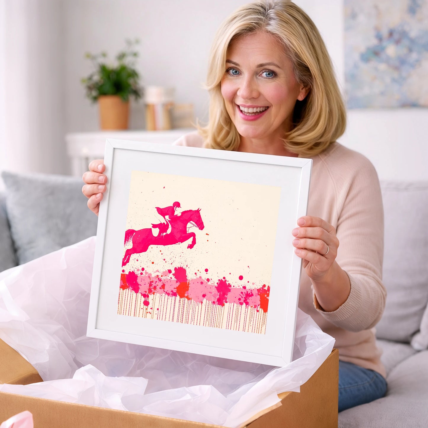 Magenta Flight - show jumping horse art gift idea for horse lovers
