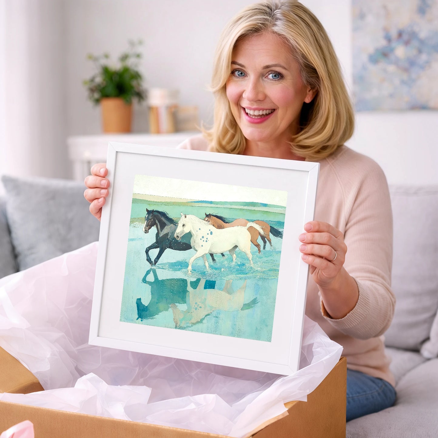 Tidal Canter - wild horses art gift idea for horse lovers