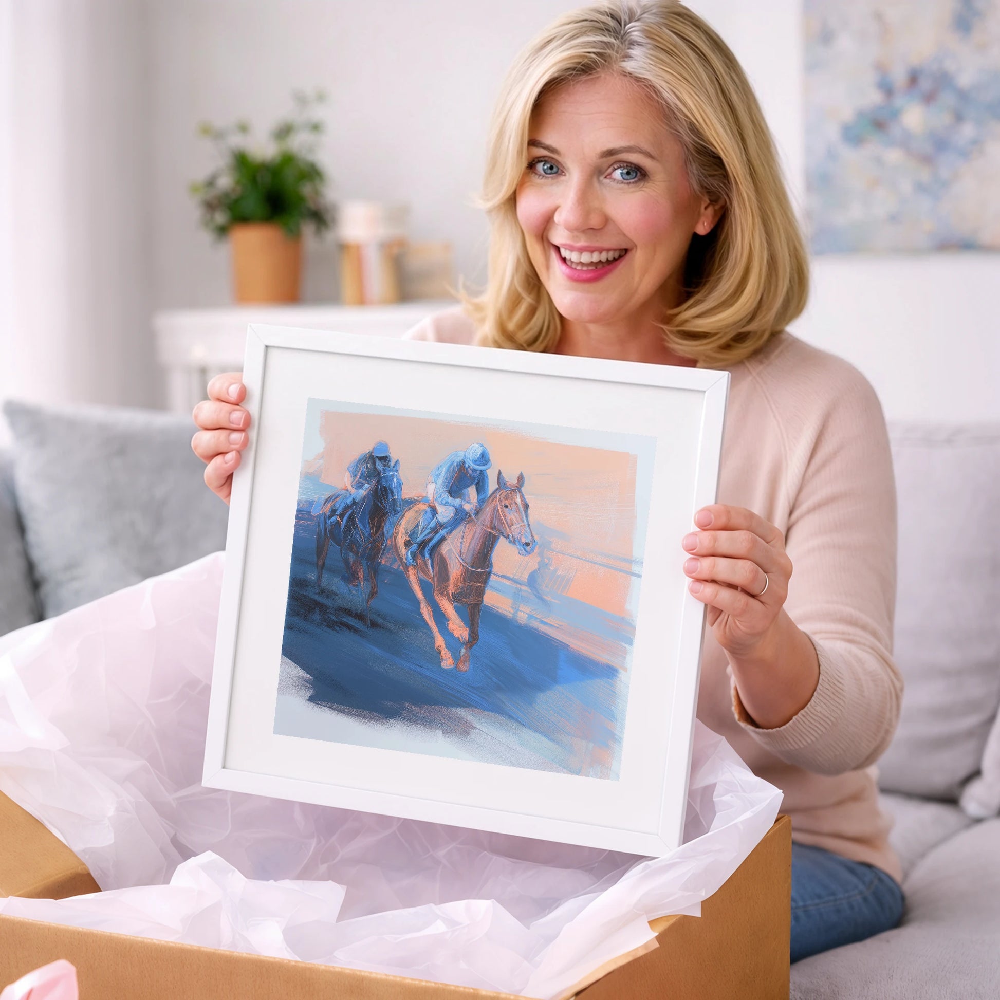 The Blue Furlong - racing horse art gift idea for horse lovers