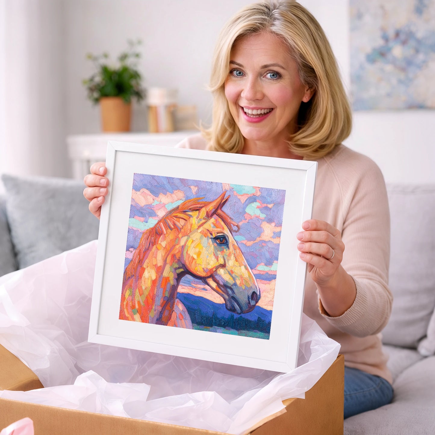 Prismatic Equine Portrait - horse portrait art gift idea for horse lovers