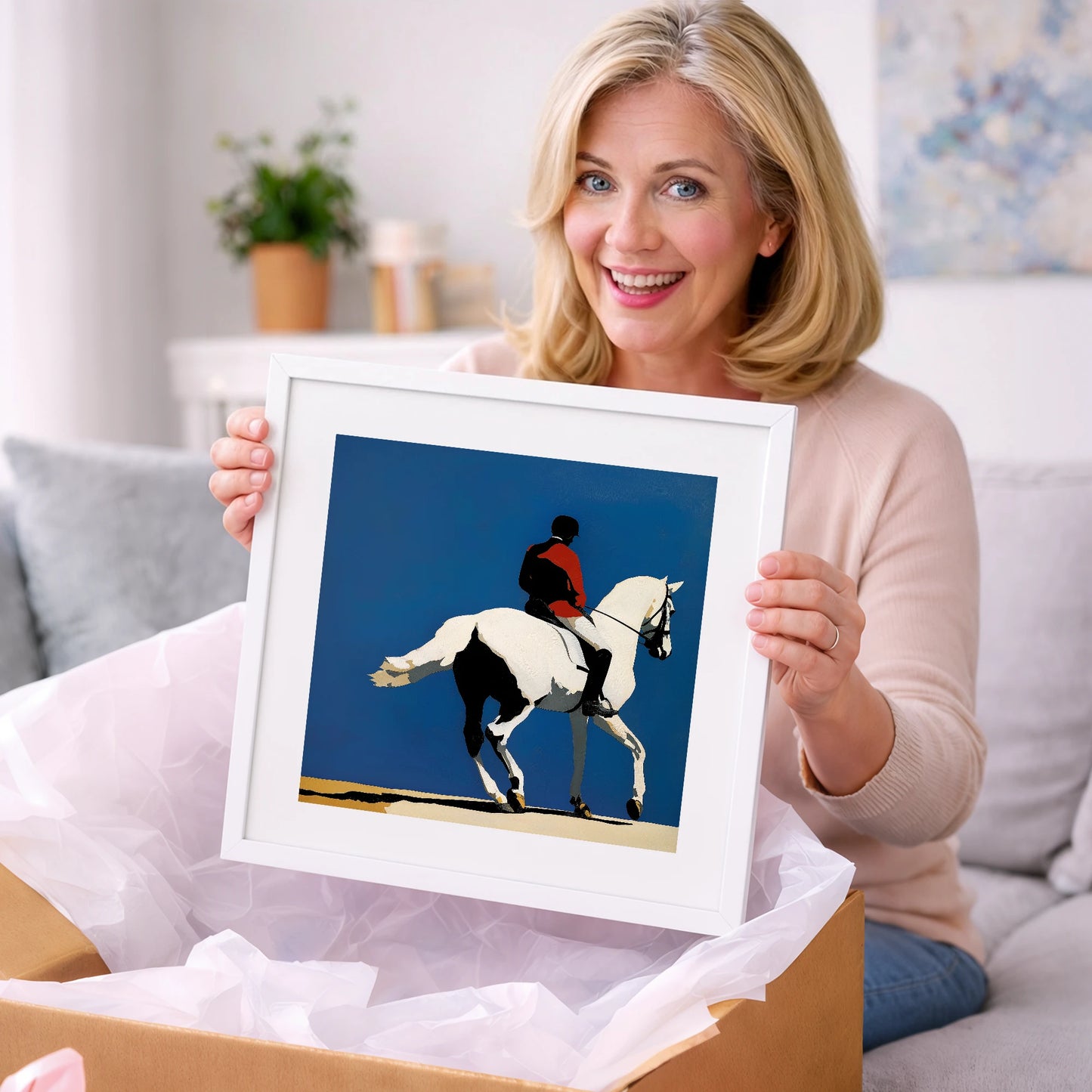Scarlet Dressage Silhouette - dressage horse art gift idea for horse lovers