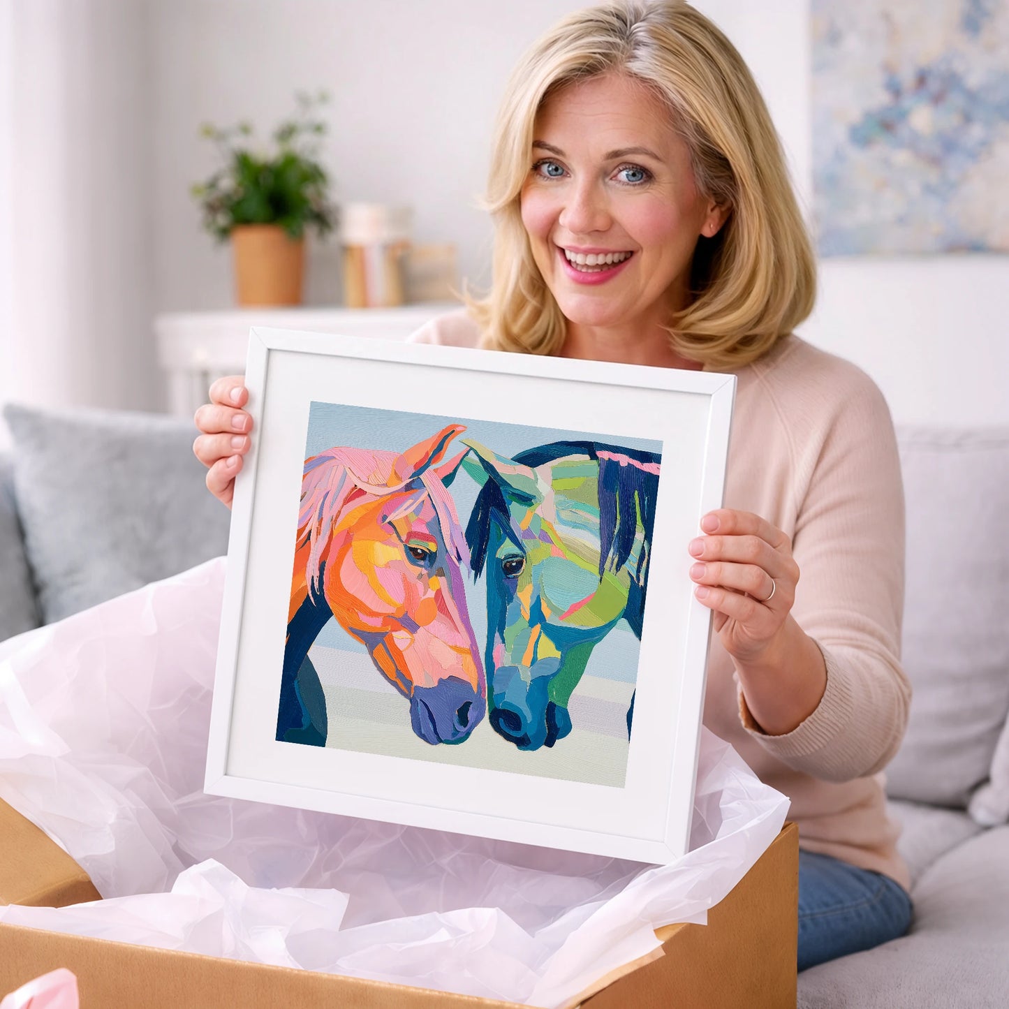 Vibrant Equine Connection - horse portrait art gift idea for horse lovers