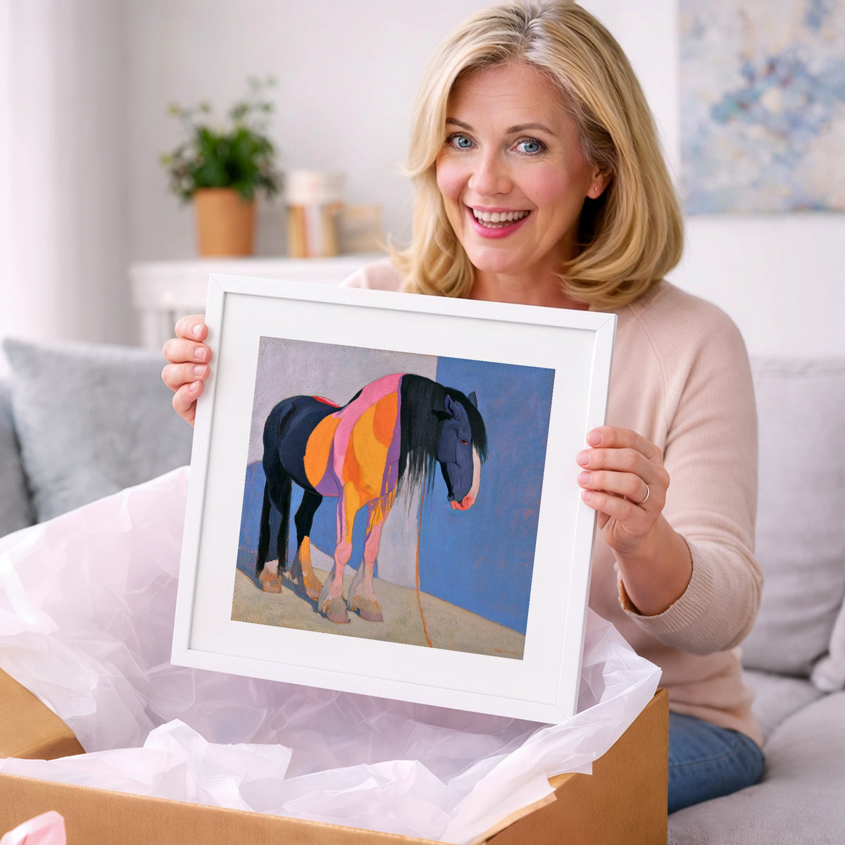Vibrant Abstract Heavy Horse - horse breed art gift idea for horse lovers