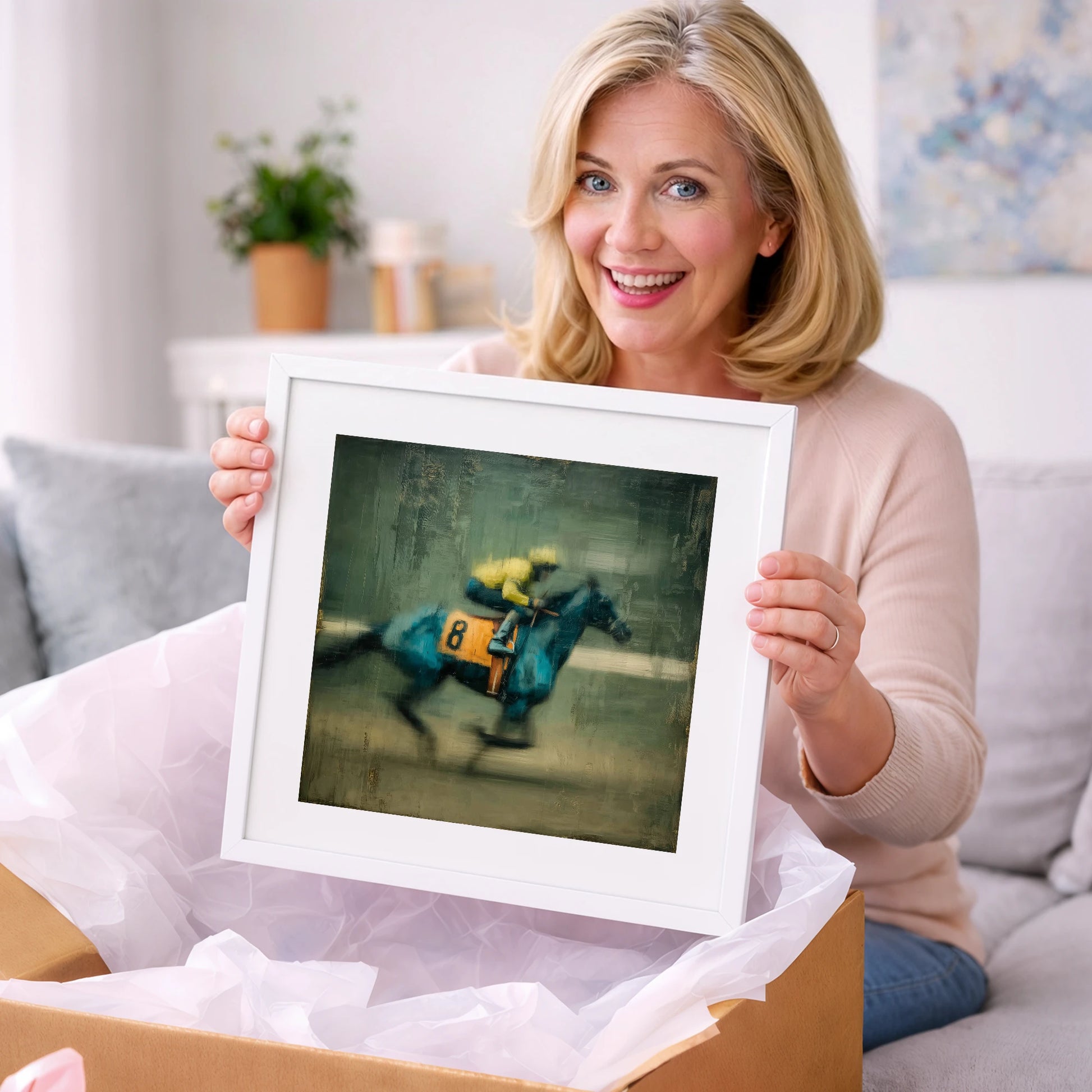 Number Eight at Speed - racing horse art gift idea for horse lovers