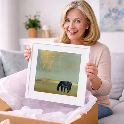 Gilded Serenity - mare & foal art gift idea for horse lovers