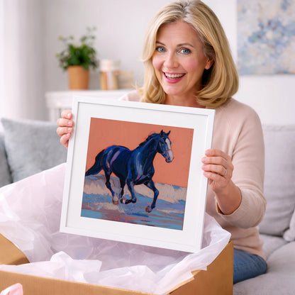 Vibrant Indigo Surf - beach horse art gift idea for horse lovers