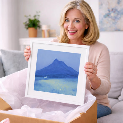 Azure Mountain Solitude - horse landscape art gift idea for horse lovers