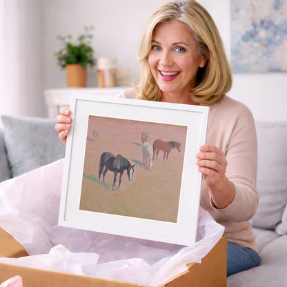 Dusky Rosa Pastures - wild horses art gift idea for horse lovers