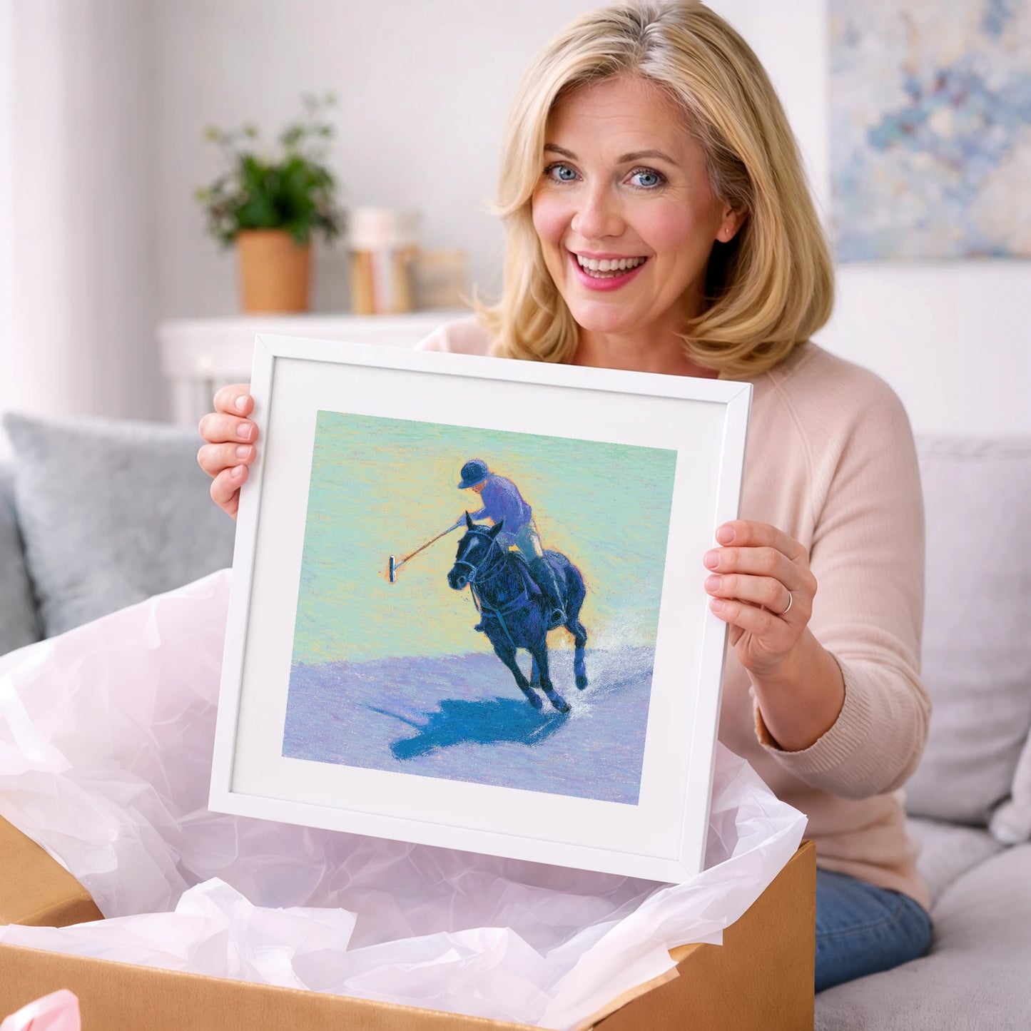 The Indigo Chukka - polo horse art gift idea for horse lovers