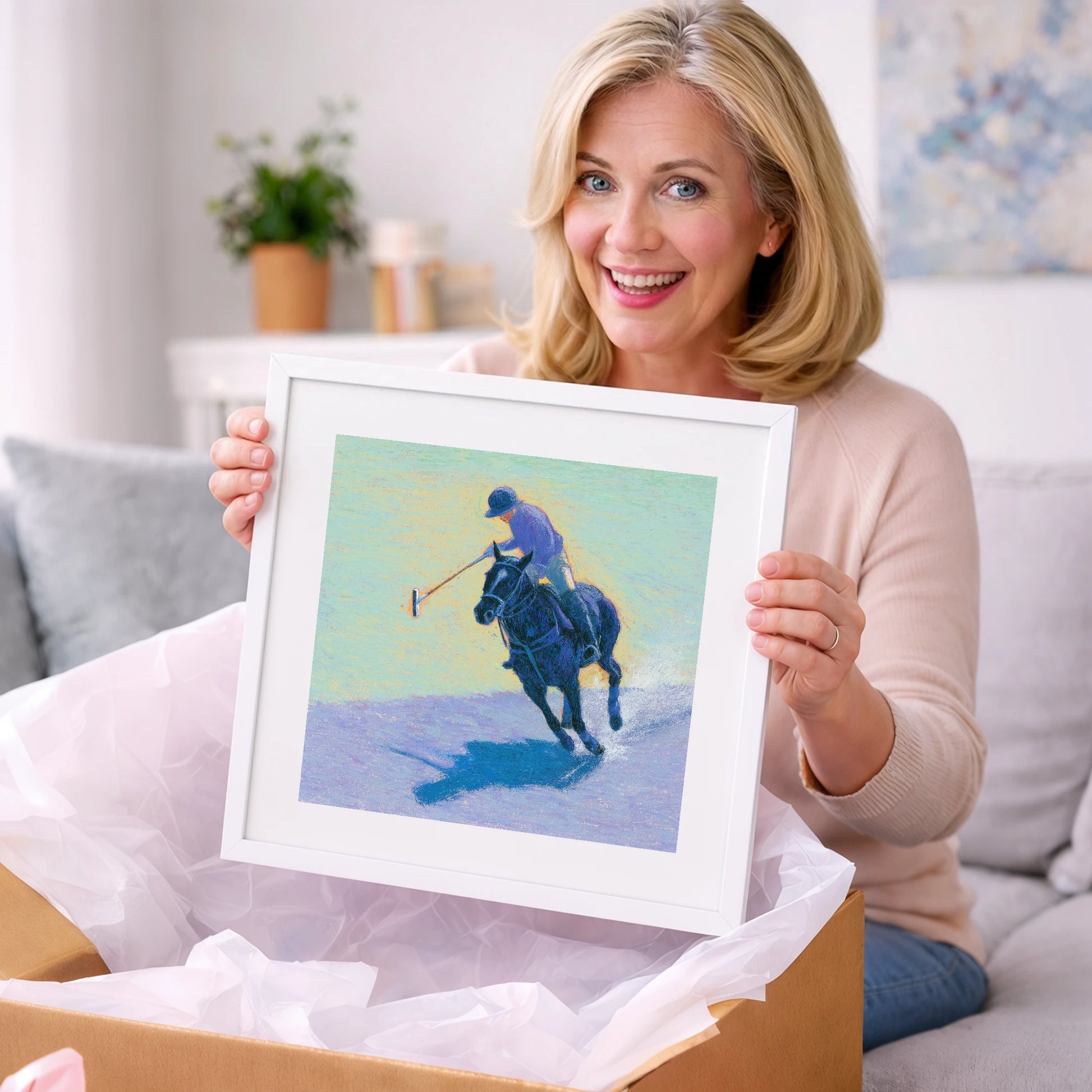 The Indigo Chukka - polo horse art gift idea for horse lovers