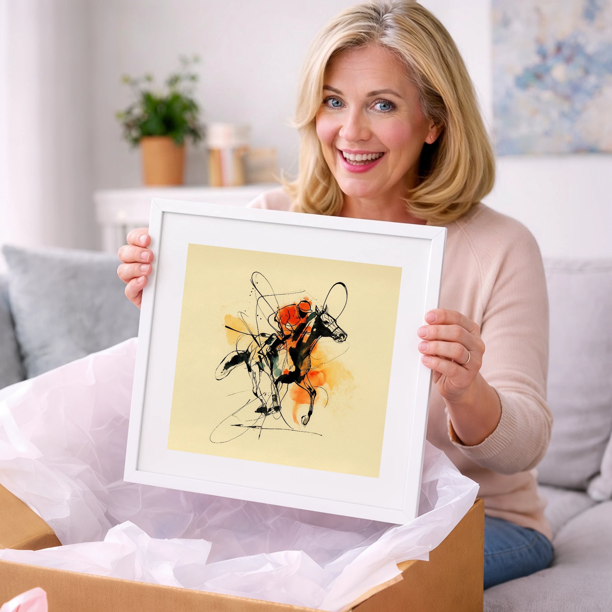 Velocity in Amber - racing horse art gift idea for horse lovers