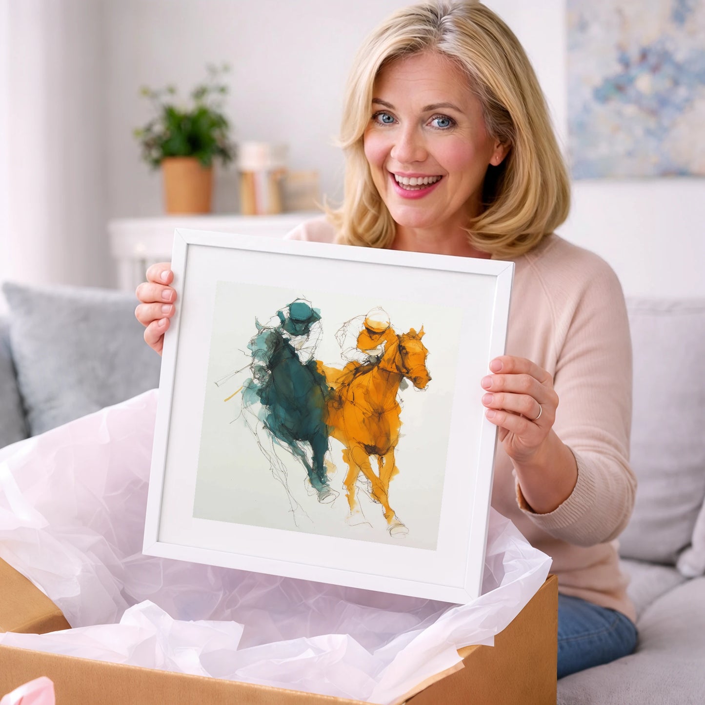 Dynamic Duel - racing horse art gift idea for horse lovers